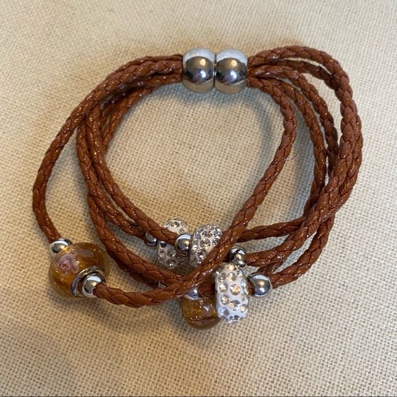 Unbranded Jewelry - Brown braided magnetic closure beaded bracelet
